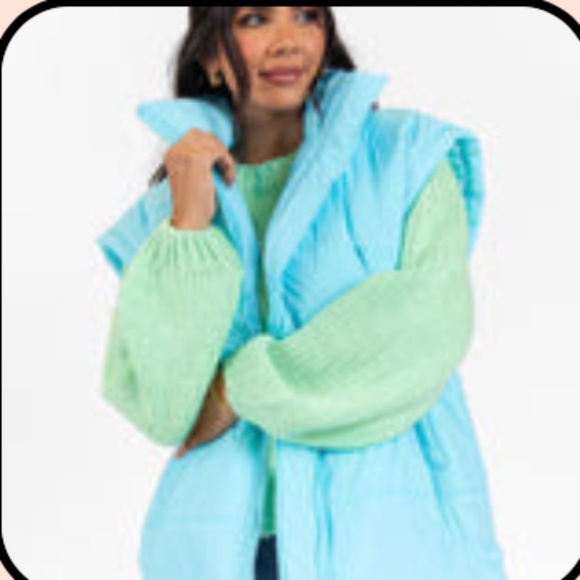 Pink Lily Jackets & Blazers - Going Upstate Oversized Puffer Vest - Blue, great condition, size XS